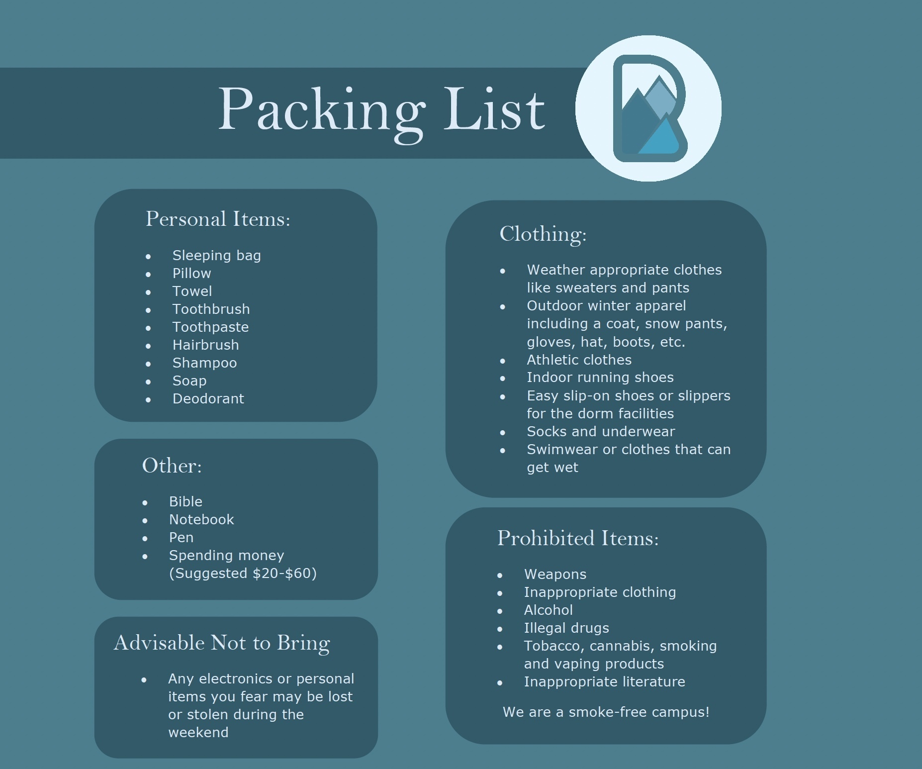 Recharge Packing List